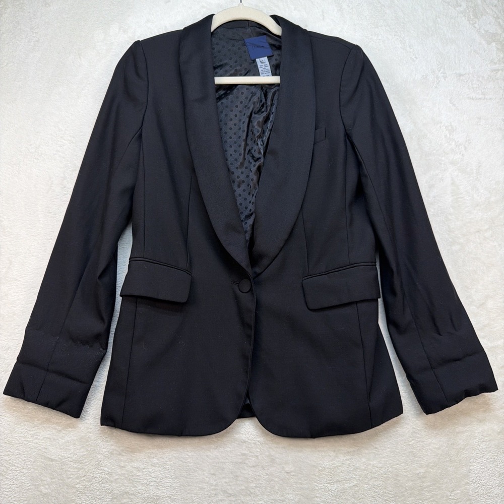 J.Crew Women's 100% Wool Shawl Collar Career Blazer Jacket Black Size 2